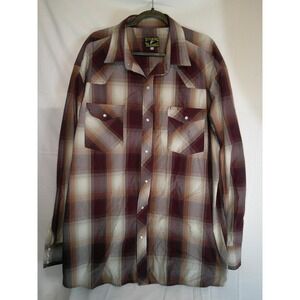 Wyoming Traders XXL Mens Plaid Western Shirt Long‎ Sleeve Snap Front Cowboy